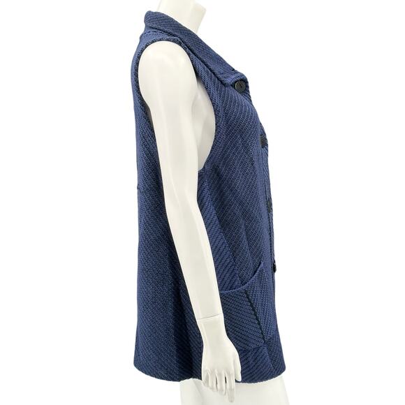 Habitat Sweater Womens Medium Blue‎ Chunky Knit Button Up Cardigan Lagenlook - Picture 3 of 8